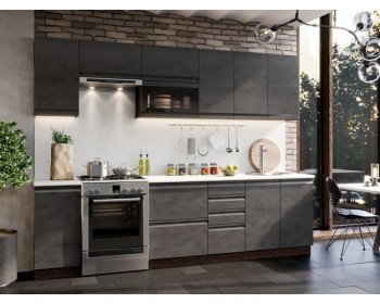 Модульная кухня Бруклин 2,8 м (Бетон черный/Венге) в Тогучине - toguchin.mebel54.com | фото