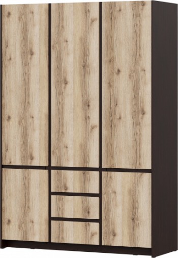 Модульная система "Прага" Шкаф для одежды трехстворчатый Дуб Венге/Дуб Делано в Тогучине - toguchin.mebel54.com | фото