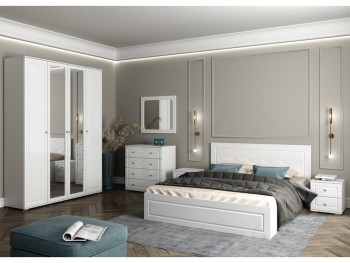Модульная спальня Барселона (Белый/Белый глянец) в Тогучине - toguchin.mebel54.com | фото