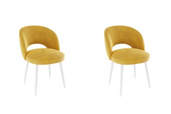 Набор стульев Моли 2 шт (жёлтый велюр/белый) в Тогучине - toguchin.mebel54.com | фото