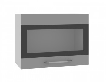 Норд ШВГС 600 Шкаф верхний горизонтальный со стеклом (Софт черный/корпус Белый) в Тогучине - toguchin.mebel54.com | фото