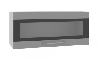 Норд ШВГС 800 Шкаф верхний горизонтальный со стеклом (Софт черный/корпус Белый) в Тогучине - toguchin.mebel54.com | фото