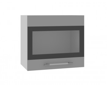 Олива ВПГСФ 500 Шкаф верхний горизонтальный со стеклом с фотопечатью высокий (Снег глянец/корпус Серый) в Тогучине - toguchin.mebel54.com | фото