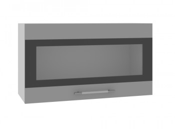 Олива ВПГСФ 800 Шкаф верхний горизонтальный со стеклом с фотопечатью высокий (Снег глянец/корпус Серый) в Тогучине - toguchin.mebel54.com | фото