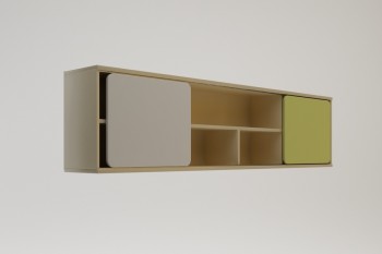Полка между шкафами 1660 Эппл (Зеленый/Белый/корпус Клен) в Тогучине - toguchin.mebel54.com | фото
