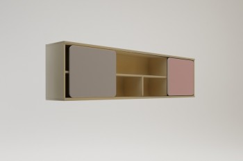 Полка между шкафами 1660 Грэйси (Розовый/Серый/корпус Клен) в Тогучине - toguchin.mebel54.com | фото