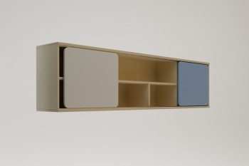 Полка между шкафами 1660 Скай (Синий/Белый/корпус Клен) в Тогучине - toguchin.mebel54.com | фото