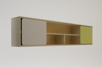 Полка между шкафами 1960 Эппл (Зеленый/Белый/корпус Клен) в Тогучине - toguchin.mebel54.com | фото