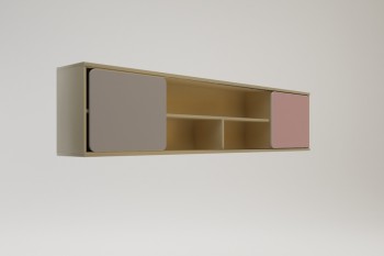 Полка между шкафами 1960 Грэйси (Розовый/Серый/корпус Клен) в Тогучине - toguchin.mebel54.com | фото