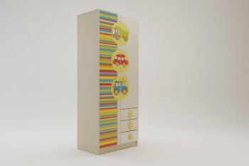 Шкаф 2-х створчатый с ящиками Клаксон (Бежевый/корпус Клен) в Тогучине - toguchin.mebel54.com | фото