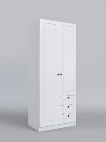 Шкаф 2-х створчатый с ящиками Классика (Белый/корпус Выбеленное дерево) в Тогучине - toguchin.mebel54.com | фото