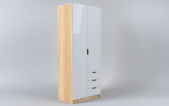 Шкаф 2-х створчатый с ящиками Лофт (Белый/корпус Дуб Сонома) в Тогучине - toguchin.mebel54.com | фото