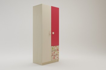Шкаф 2-х створчатый с ящиками Ретвит (Бежевый/Красный/корпус Клен) в Тогучине - toguchin.mebel54.com | фото