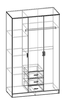 Шкаф 3-х створчатый комбинир с зеркалом Светлана (Венге/Дуб молочный) в Тогучине - toguchin.mebel54.com | фото