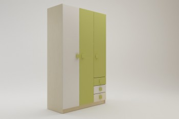 Шкаф 3-х створчатый с ящиками Эппл (Зеленый/Белый/корпус Клен) в Тогучине - toguchin.mebel54.com | фото