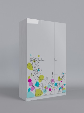 Шкаф 3-х створчатый с ящиками Флёр (Белый/корпус Выбеленное дерево) в Тогучине - toguchin.mebel54.com | фото