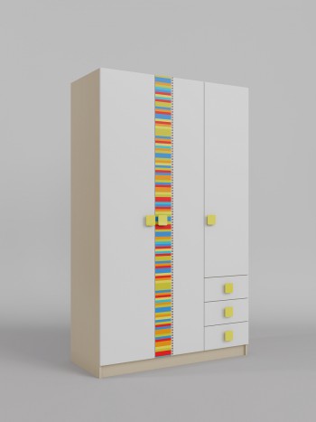 Шкаф 3-х створчатый с ящиками Клаксон без машинок (Белый/корпус Клен) в Тогучине - toguchin.mebel54.com | фото