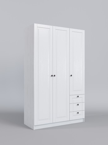 Шкаф 3-х створчатый с ящиками Классика (Белый/корпус Выбеленное дерево) в Тогучине - toguchin.mebel54.com | фото