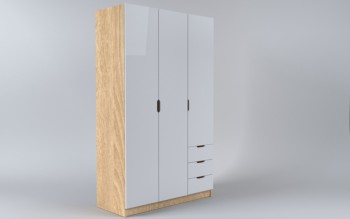 Шкаф 3-х створчатый с ящиками Лофт (Белый/корпус Дуб Сонома) в Тогучине - toguchin.mebel54.com | фото
