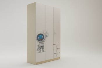 Шкаф 3-х створчатый с ящиками Санни (Белый/корпус Клен) в Тогучине - toguchin.mebel54.com | фото