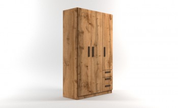 Шкаф 3-х створчатый с ящиками Шервуд (Дуб Вотан) в Тогучине - toguchin.mebel54.com | фото