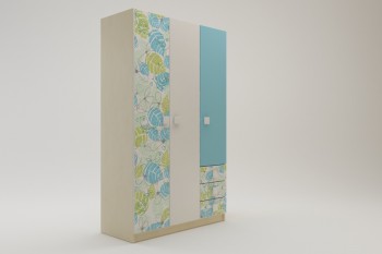 Шкаф 3-х створчатый с ящиками Твит (Белый/Зеленый/корпус Клен) в Тогучине - toguchin.mebel54.com | фото