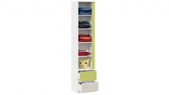 Шкаф для белья комбинированный «Сканди» Дуб Гарден/Белый/Зеленый в Тогучине - toguchin.mebel54.com | фото