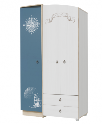 Шкаф для одежды Бриз 1200 Дуб ривьера/ Рамух белый/синий в Тогучине - toguchin.mebel54.com | фото