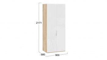 Шкаф для одежды с 2 глухими дверями «Эмбер» Яблоня Беллуно/Белый глянец в Тогучине - toguchin.mebel54.com | фото