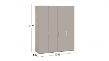 Шкаф для одежды с 4 глухими дверями «Эмбер» Баттл Рок/Серый глянец в Тогучине - toguchin.mebel54.com | фото
