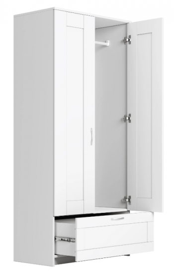 Шкаф двухдверный Сириус с 1 ящиком белый в Тогучине - toguchin.mebel54.com | фото