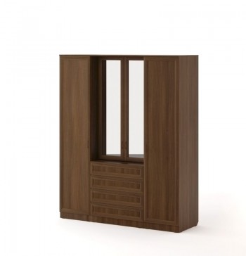 Шкаф с комодом Рамочный с зеркалами (Орех темный) в Тогучине - toguchin.mebel54.com | фото