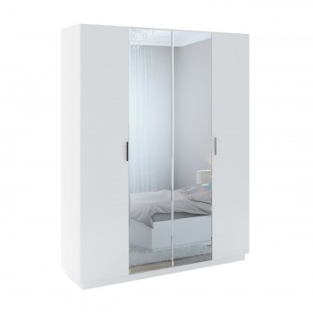 Шкаф с зер. 4 двери М22 Спальня Тиффани (белый текстурный) в Тогучине - toguchin.mebel54.com | фото