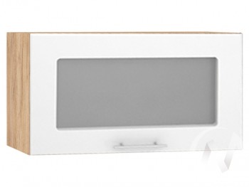 Шкаф со стеклом Валерия-М ШВГС-600 (Белый глянец/Дуб Крафт Золотой/верхний/горизонтальный) в Тогучине - toguchin.mebel54.com | фото