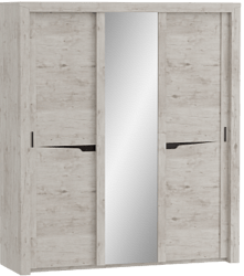 Шкаф трехдверный Соренто с раздвижными дверями Дуб бонифаций/Кофе структурный матовый в Тогучине - toguchin.mebel54.com | фото