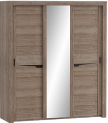Шкаф трехдверный Соренто с раздвижными дверями Дуб стирлинг/Кофе структурный матовый в Тогучине - toguchin.mebel54.com | фото