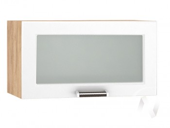 Шкаф верхний со стеклом Прага ШВГС 600 (Белое дерево/корпус дуб крафт золотой) в Тогучине - toguchin.mebel54.com | фото
