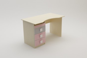 Стол (столешница с выемкой) Грэйси (Розовый/Серый/корпус Клен) в Тогучине - toguchin.mebel54.com | фото
