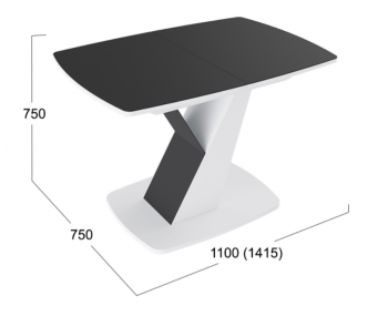 Стол обеденный «Гарда» Тип 1 (Белый/Стекло матовое черный графит) в Тогучине - toguchin.mebel54.com | фото