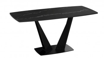 Стол раздвижной «Фабио» Тип 1 (Черный муар/Стекло черное) в Тогучине - toguchin.mebel54.com | фото