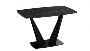 Стол раздвижной «Фабио» Тип 1 (Черный муар/Стекло черное) в Тогучине - toguchin.mebel54.com | фото
