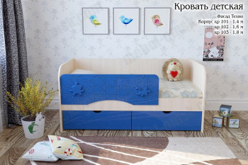 Техно Кровать детская 2 ящика 1.6 Синий глянец в Тогучине - toguchin.mebel54.com | фото