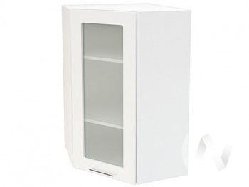 Угловой шкаф со стеклом Валерия-М ШВУС-599 (Белый глянец/Белый/верхний/высокий) в Тогучине - toguchin.mebel54.com | фото